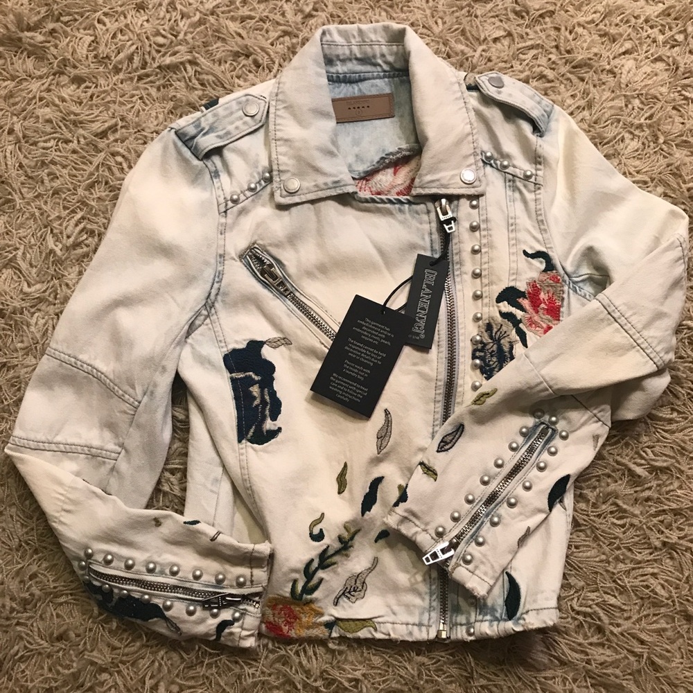 NWT Blank NYC Embroidered & studded jean jacket - Picture 6 of 8